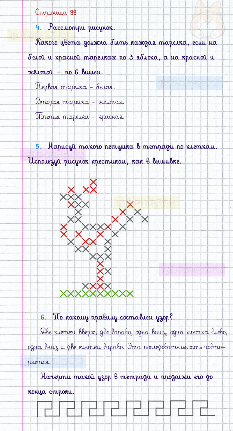 ГДЗ к 99 странице учебника по математике М.И. Моро, М.А. Бантова, Г.И. Бельтюкова за 1 класс 1 часть